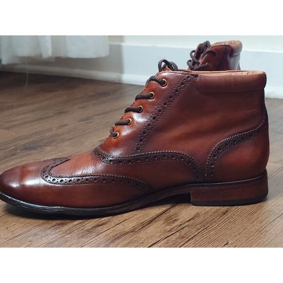 Cole Haan Wingtip Oxford Chukka Burnished Brown Leather Boots Mens Size 10 M - Picture 7 of 14